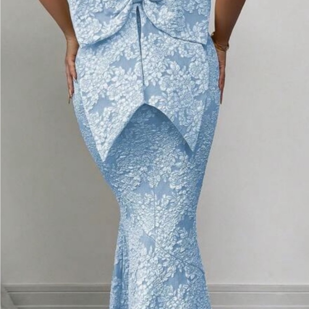 Elegant Blue Floral Gown